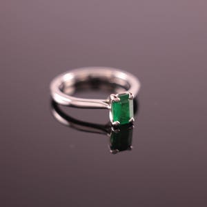 Emerald Cut Emerald Palladium Engagement Ring image 4