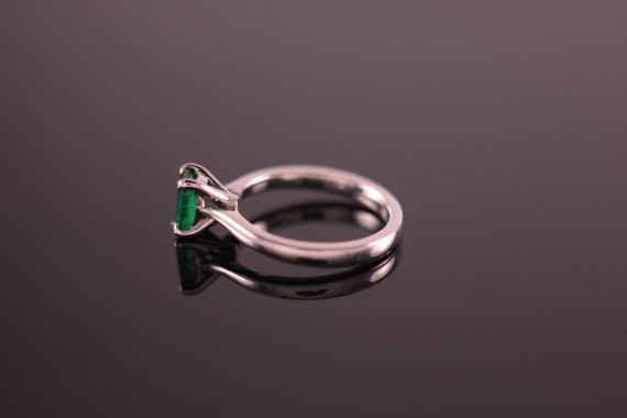 Emerald Cut Emerald Palladium Engagement Ring - image 7