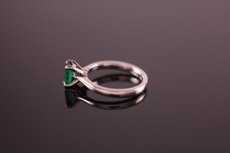 Emerald Cut Emerald Palladium Engagement Ring image 7