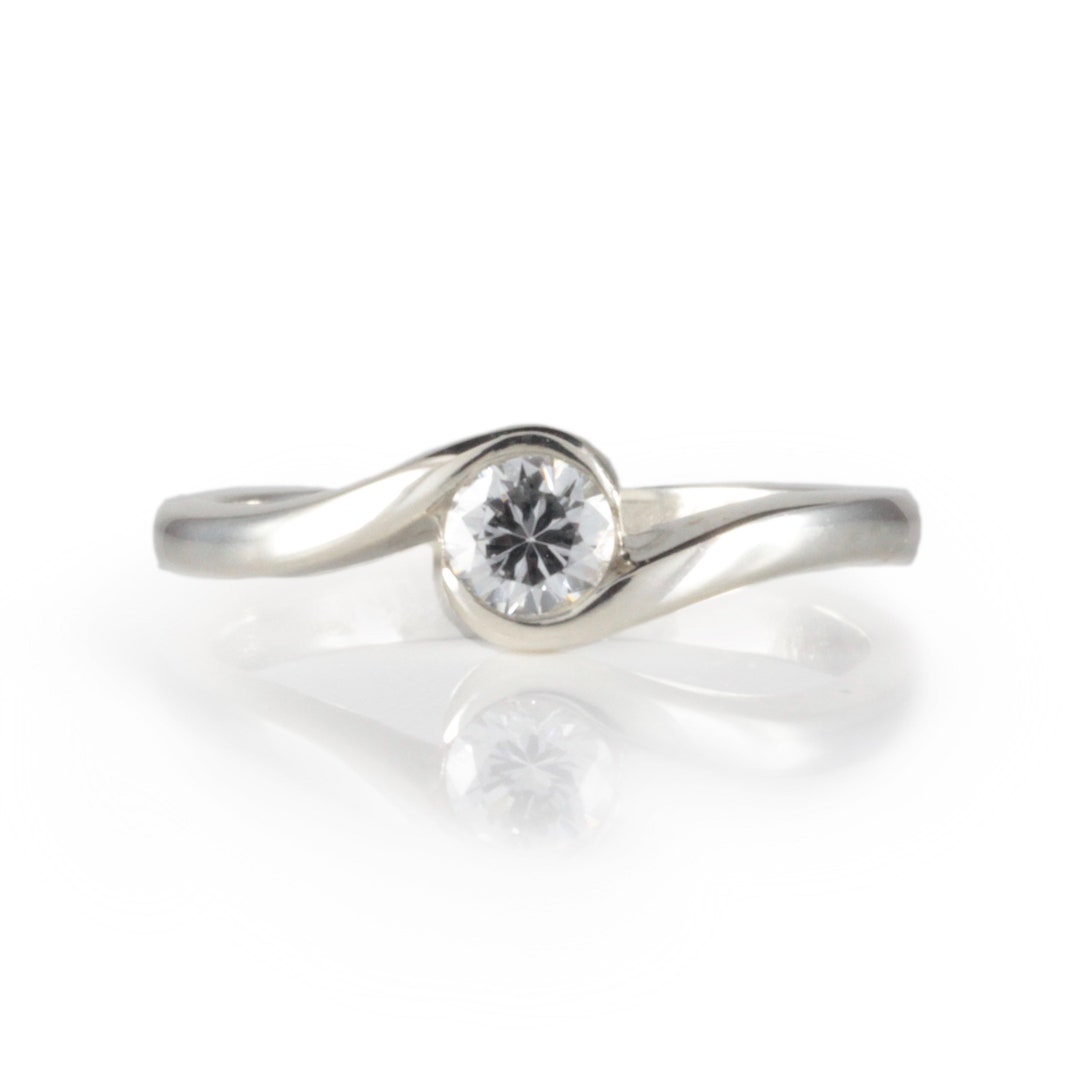 Contemporary Diamond Engagement Ring - Etsy