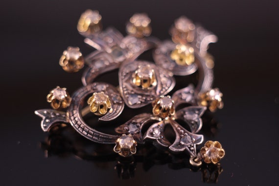 Antique Rose cut Diamond Brooch - image 6