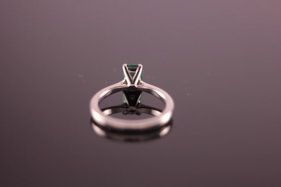 Emerald Cut Emerald Palladium Engagement Ring - image 8