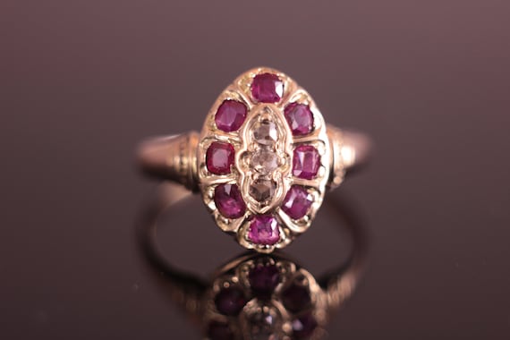 c.1850's Ruby and Diamond Ring Victorian - image 2