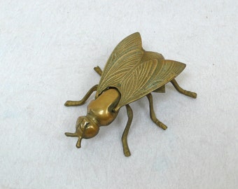 50s Ashtray Brass Fly with opening wings Vintage German Mid Century