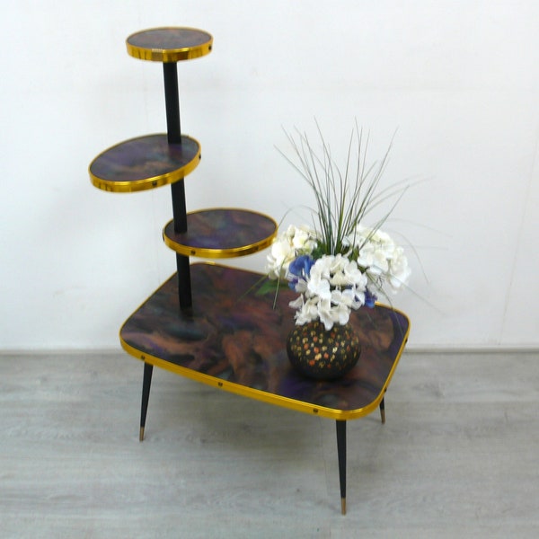 50s 60s PLANT TABLE 4 Levels, Coffee Table Marbled colors German Rockabilly Era Mid Century Modern
