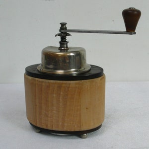 Coffee Grinder oval shape by B.O. Ouhrabka No 70 T, cleaned + works great Vintage Czech