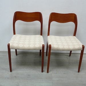 Two Mid Century Teak Chairs Modell 71 by JLM Møllers Denmark, Design Niels Otto Møller, Set of 2, Danish 60s