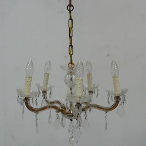 Murano Glass Crystal Chandelier, Murano Glass Italy, 5 lights, vintage 60s in Antique Style