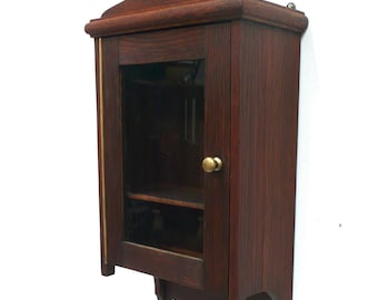 Jugendstil Hängeschrank Medizinschrank Gewürzschrank 1-türig Nubaum dunkel,