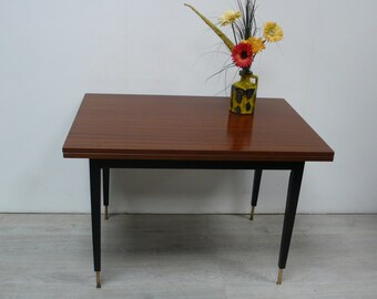 70s Dining Table Coffee Table height adjustable unfolding for extension German Mid Century Modern