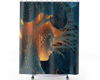 The "Illuminated Bodhi" Shower Curtain