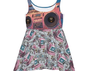 Boombox & Pink Computer Women's Skater Dress