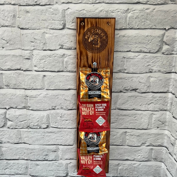Reclaimed Wood Handmade personalised Bar snack holder , wall mounted.