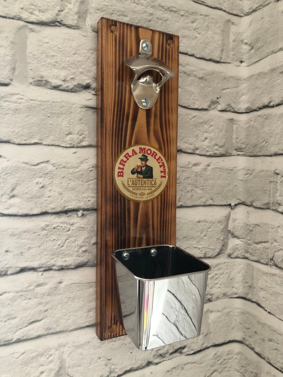 Handmade Reclaimed Wood Wall Mounted Bottle Opener Cap Catcher Handmade Reclaimed Wood Wall Mounted, Outdoor Wall Mounted Bottle Opener With Cap Catcher