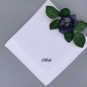 Personalised Embroidered Monogram Initial Man Sized Cotton Handkerchief - Special Gift / Christmas / Anniversary/ Birthday / Keepsake Hanky