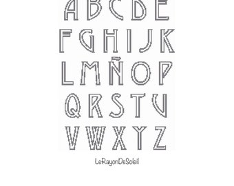 Cross stitch font Art deck, modern cross stitch pattern PDF Instant download.