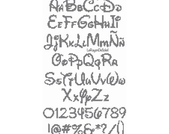 Cross stitch pattern alphabet font DISNEY set of 3 alphabets sizes - PDF Instant download
