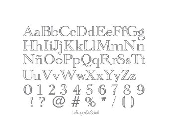 Cross stitch pattern alphabet font Academy engraved PDF Instant download.