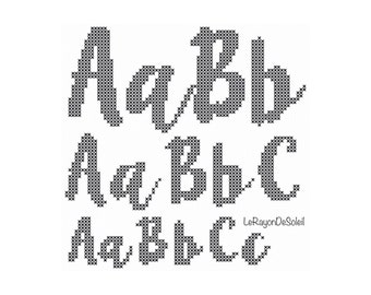 Cross stitch alphabet, font Lilly Belle, set of 3 alphabets sizes, PDF Instant download