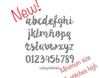 Cross stitch font pattern alphabet 15 stitches high font LILLY BELLE - PDF Instant download