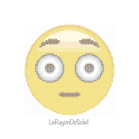 Modern Cross Stitch Pattern Face Smiley Happy Flushed Face Etsy