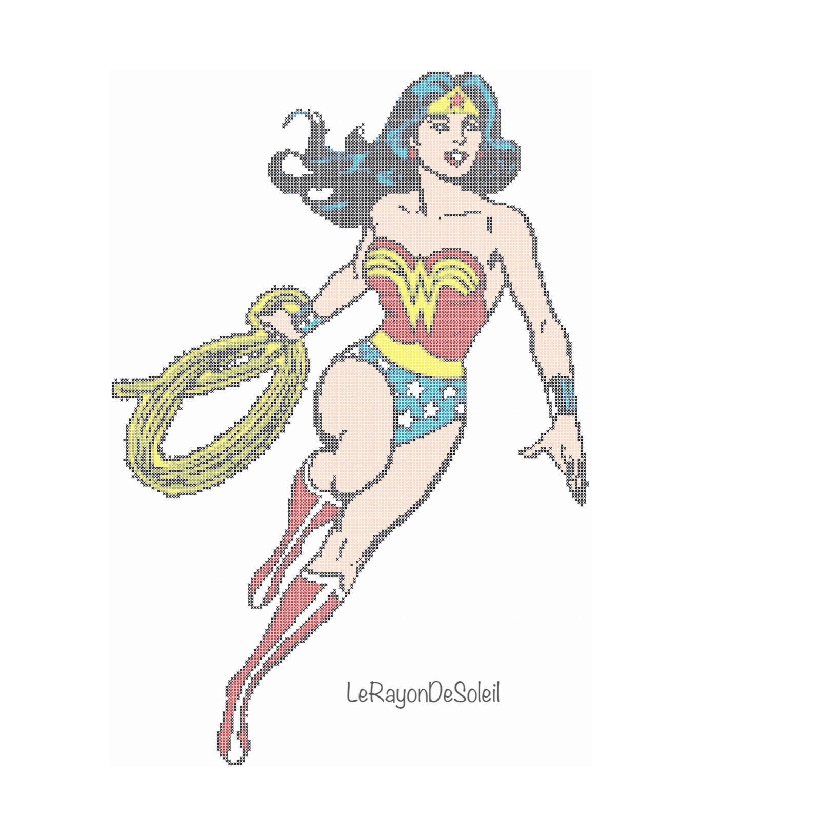cross stitch pattern wonder woman pop superhero instant Etsy