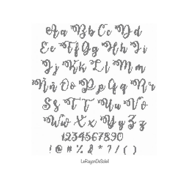 Watermelon PDF Instant download Cross stitch font set of 3 alphabets sizes