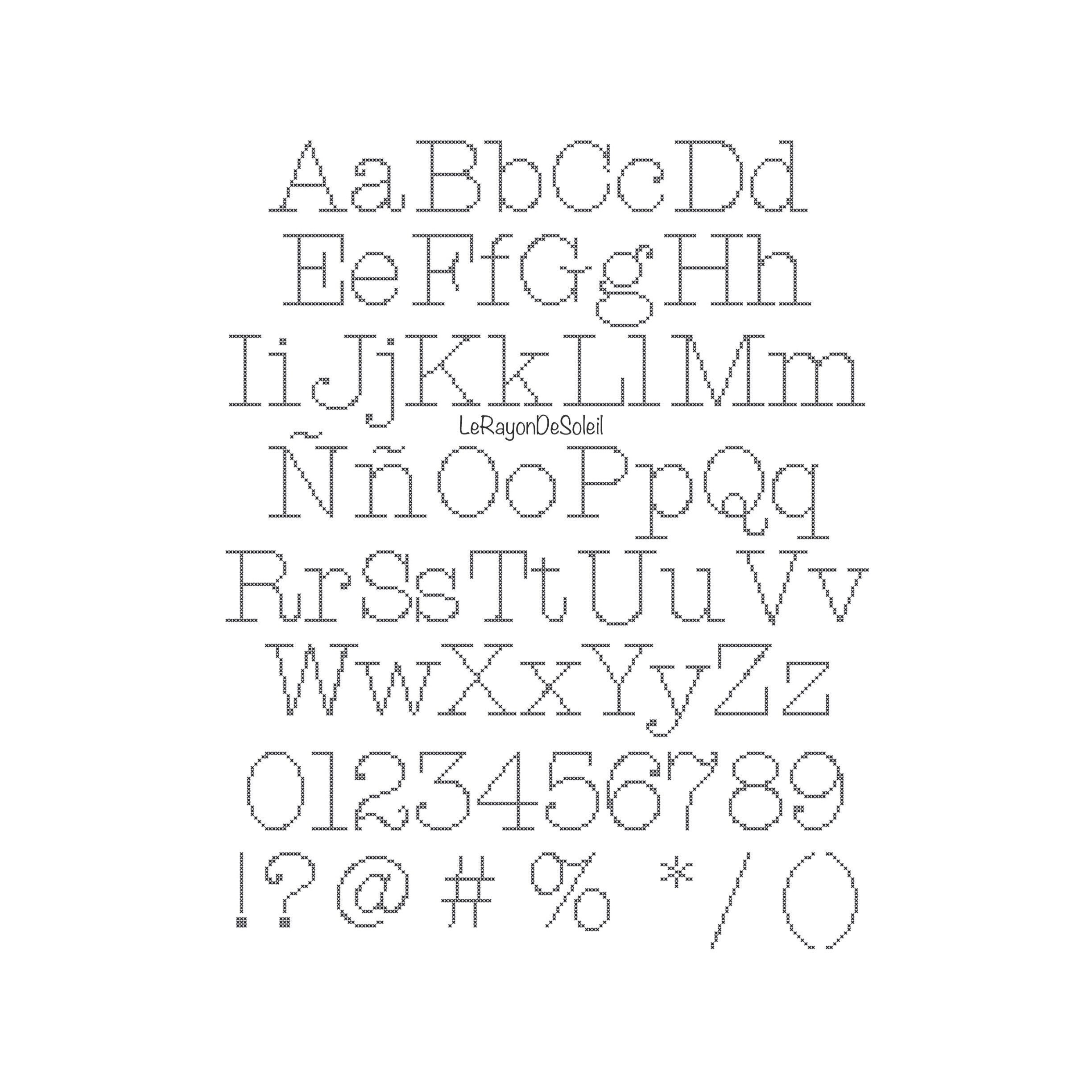 Cross stitch pattern font American typewriter alphabet PDF Etsy