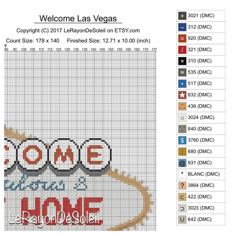 Las Vegas art cross stitch pattern Home sweet home Las Vegas Etsy