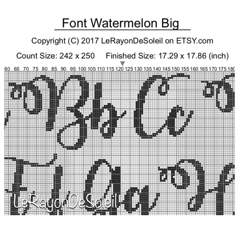 Watermelon PDF Instant download Cross stitch font set of 3 alphabets sizes
