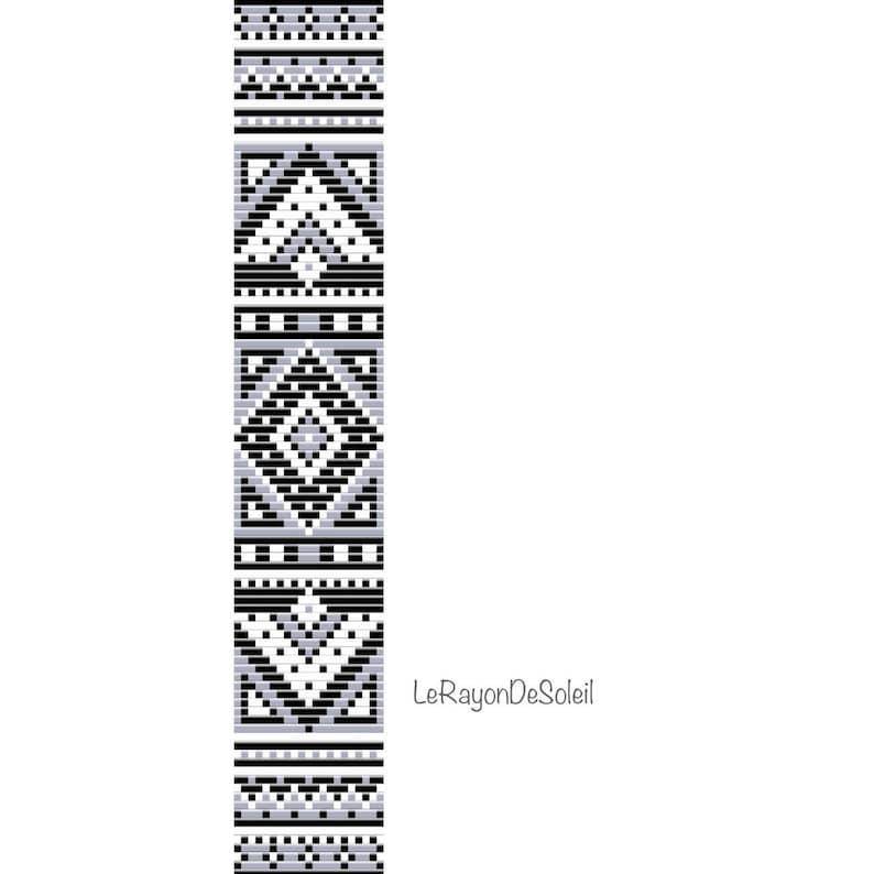 Bead Loom Pattern Black White Ethnic Loom Theme Bracelet Etsy