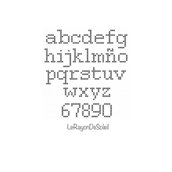 Watermelon PDF Instant download Cross stitch font set of 3 alphabets sizes