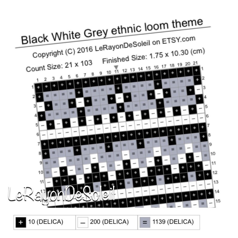 Bead Loom Pattern Black White Ethnic Loom Theme Bracelet Etsy