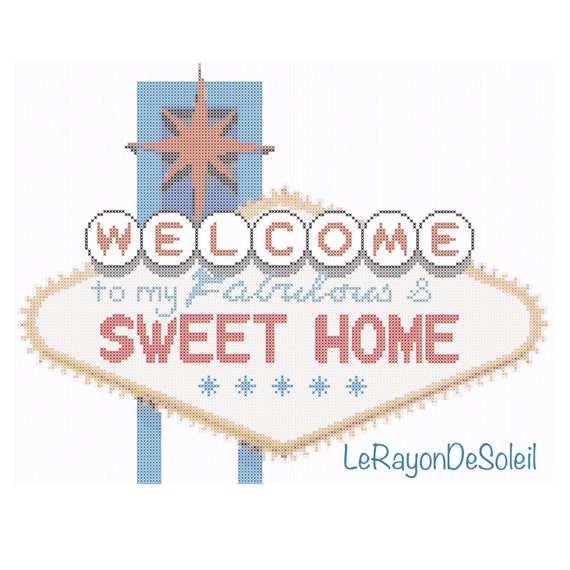 Las Vegas art cross stitch pattern Home sweet home Las Vegas Etsy