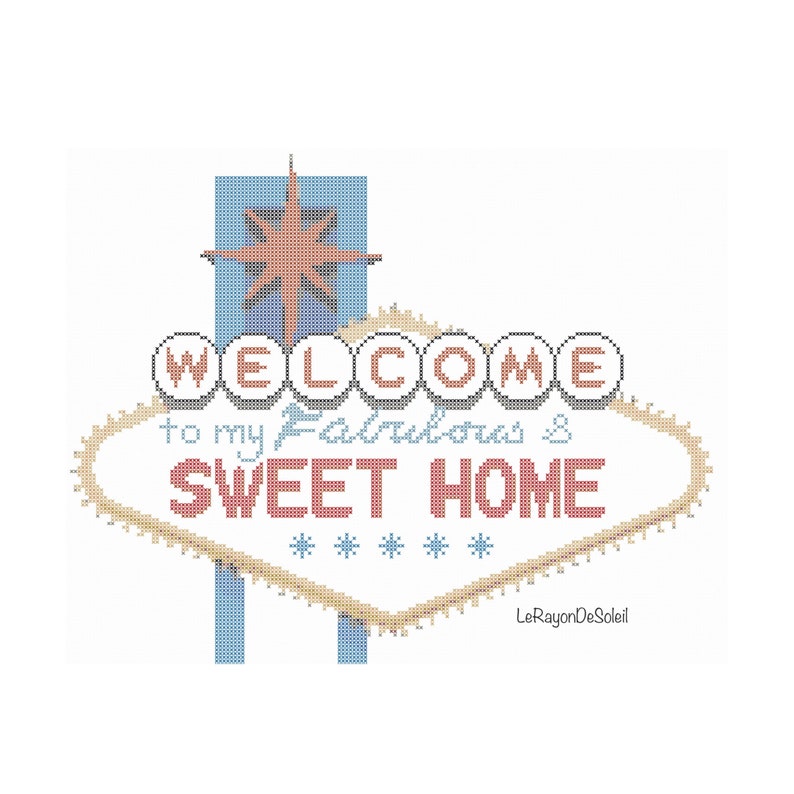 Las Vegas cross stitch pattern Home sweet home Las Vegas style Etsy