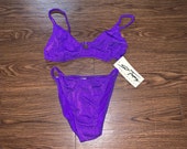 Vintage 90s St. Tropez Purple Iridescent Triangle Bralette Bikini Top High Cut High Waist Sz 11 12 Retro Deadstock