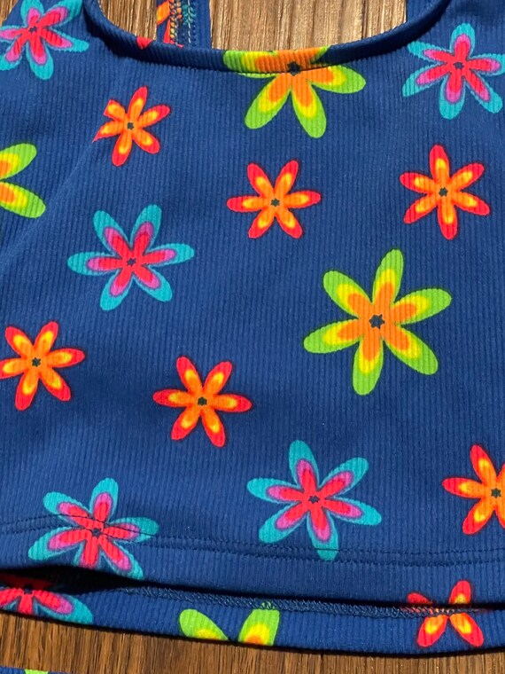 Girls Vintage 90s does 70's Flower Power Neon Col… - image 5