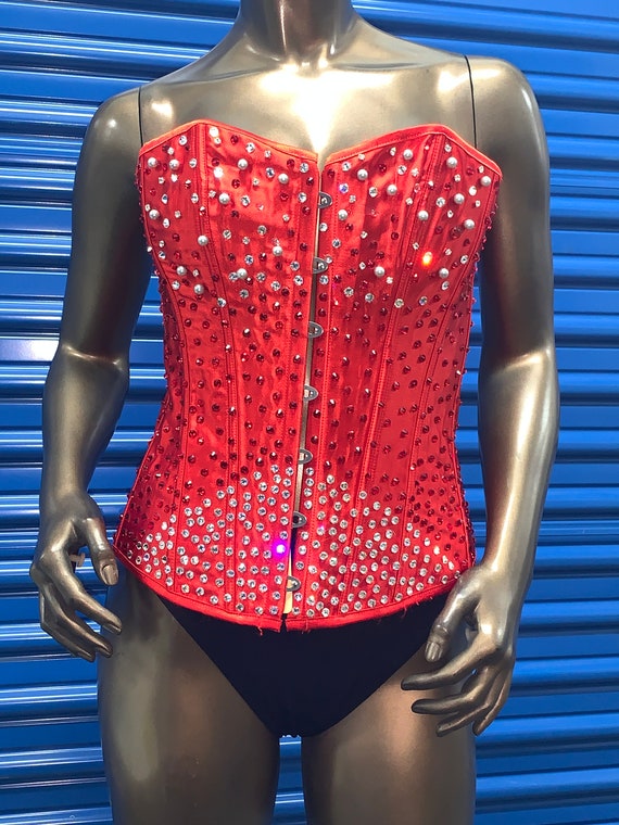 Vintage Sexy Velvet Laced Corset Top Swarovski Cry