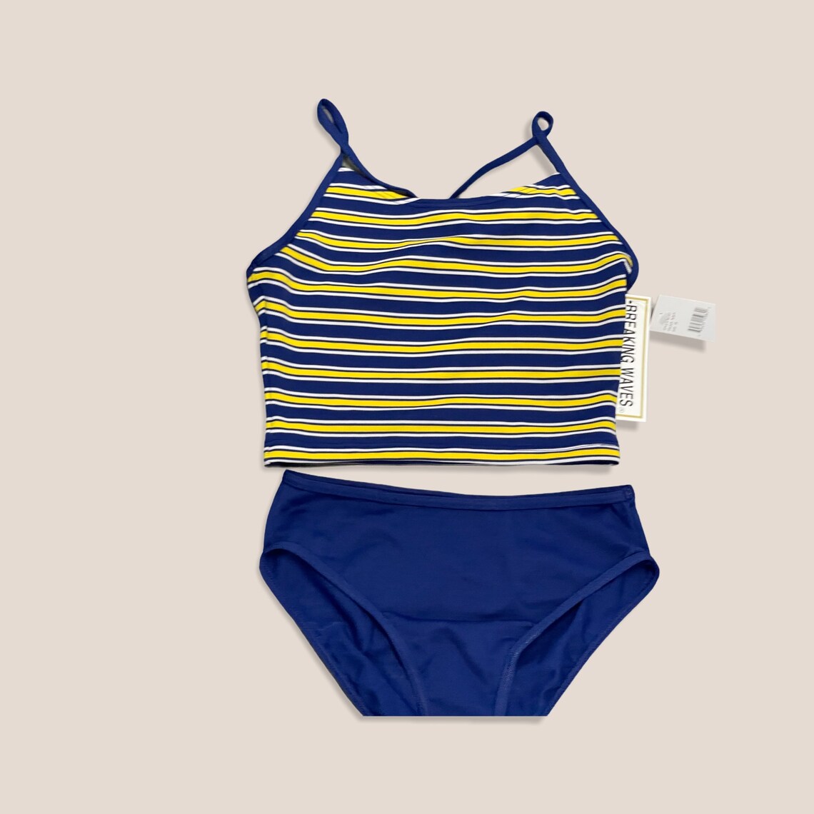 Vintage 90s 1990s Young Girls Navy Yellow Striped Tankini Y2K - Etsy