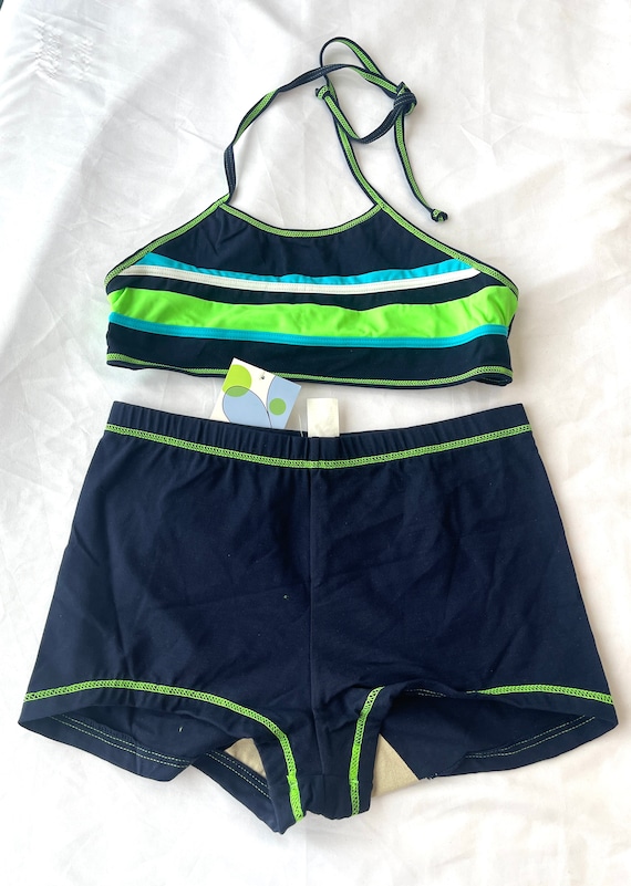 Vintage 90s Y2K Deadstock Surfer Striped High Waisted Shorts
