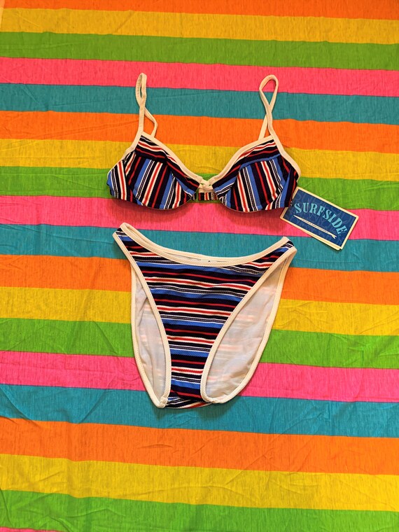 Vintage 90s Surfside Deadstock Blue Red White Stri