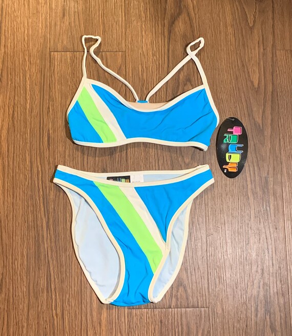 90's Vintage Trudy Deadstock Color Block Neon Lime