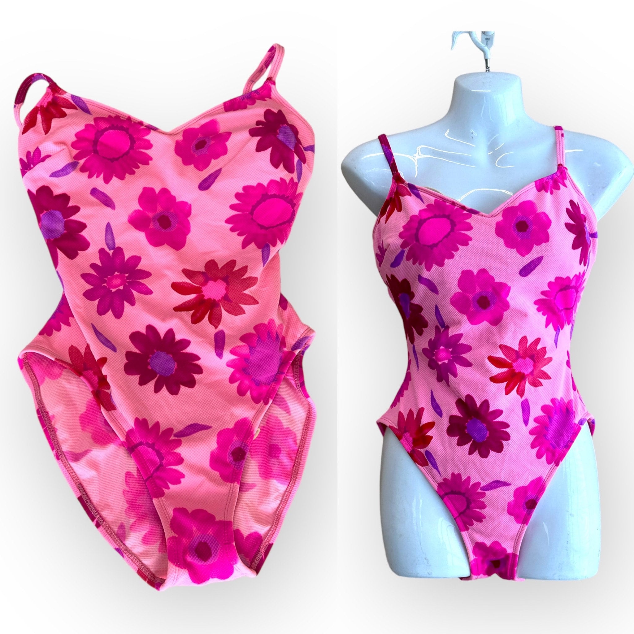 Vintage 90s CURVA Barbie Pink Purple Floral Daisies Thick