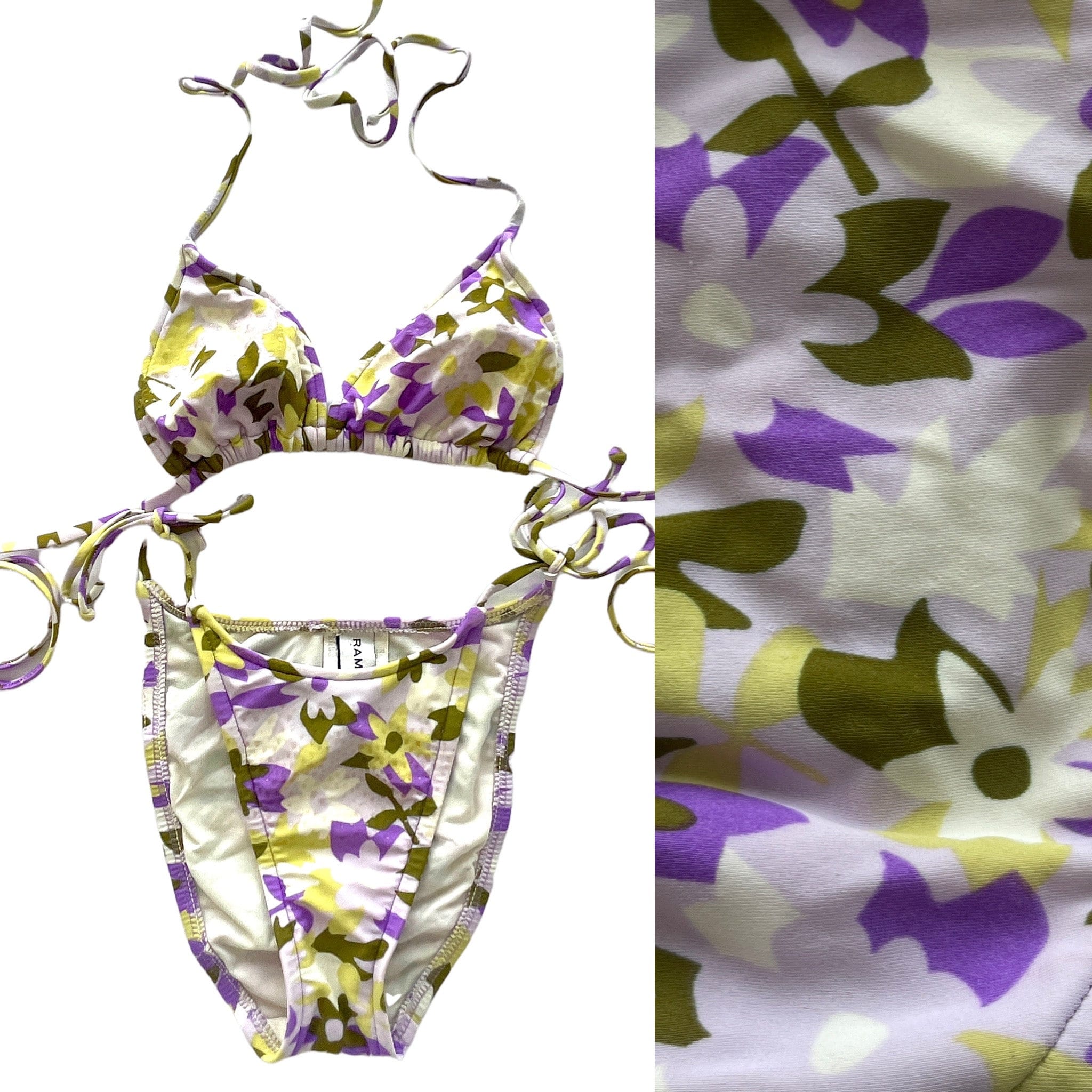 Purple Floral Embroidered Lingerie Set