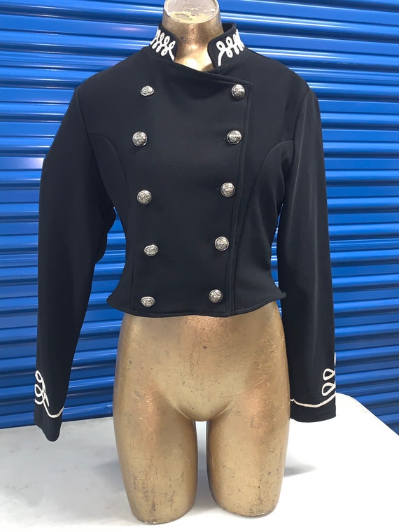 Vintage 1980s 1990s Statement Military Band Black
