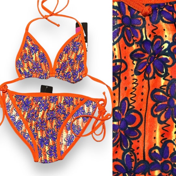 【Amerivintage】swimwear Pacsun Blue Miriam Textured Triangle Bikini Top | PacSun