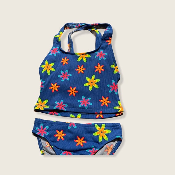 Girls Vintage 90s does 70's Flower Power Neon Col… - image 4