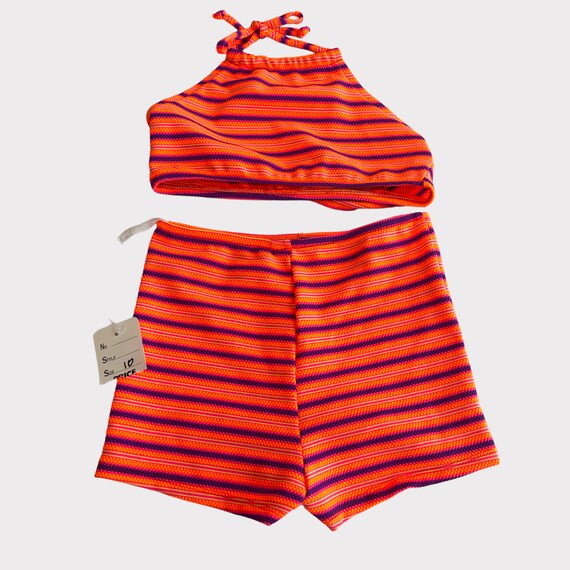 Young Girls Vintage 90s Y2K Retro Striped Bubble … - image 7