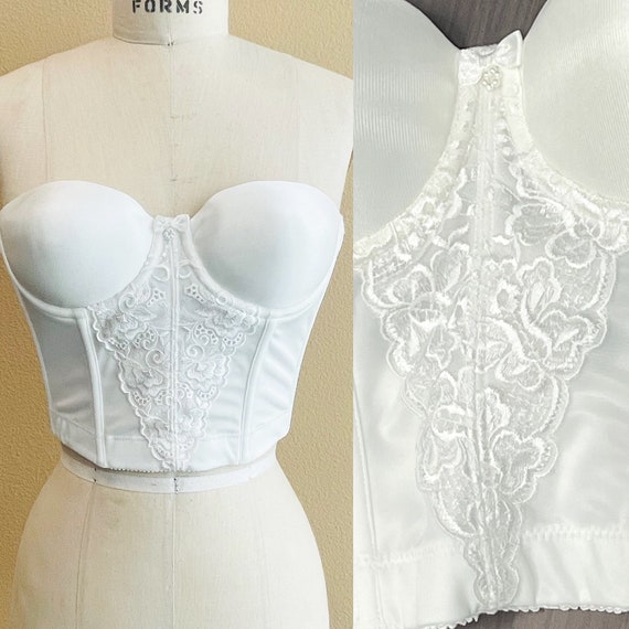 NWT Vintage 90s White 32 34 38 Bustier Bare Low B… - image 1