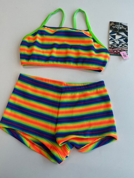 Young Girls Vintage 90s Y2K Striped Bubble Textur… - image 2